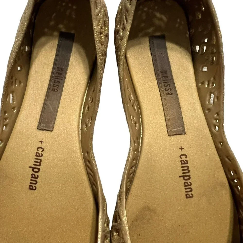 Melissa + Campana Sz 1 Zig Zag Gold Glitter Flats